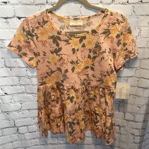 NWT Bobbie Brooks Babydoll Floral Shirt